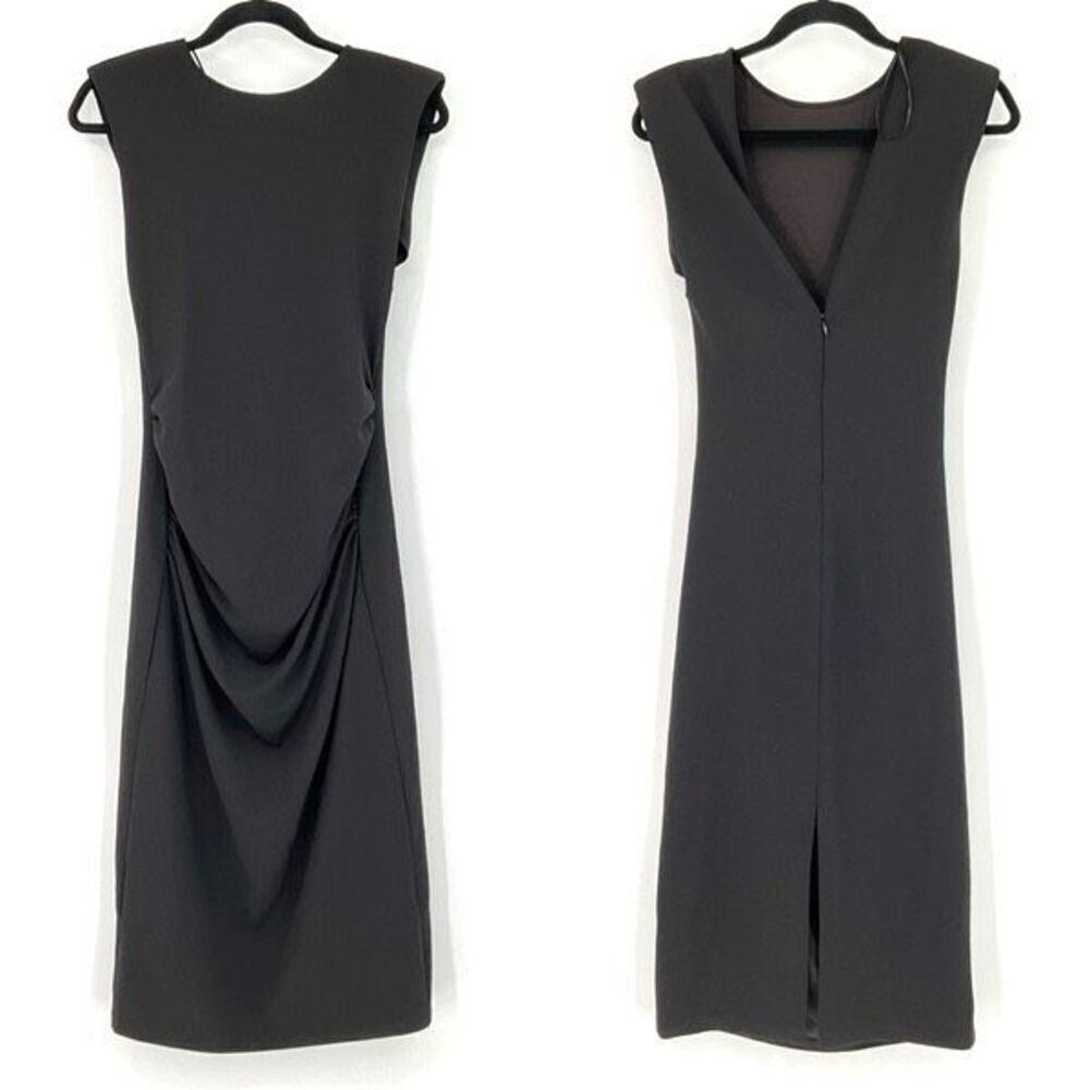 Zara Black Sleeveless Back Zip Drape Sleeveless Midi Dress Size Medium